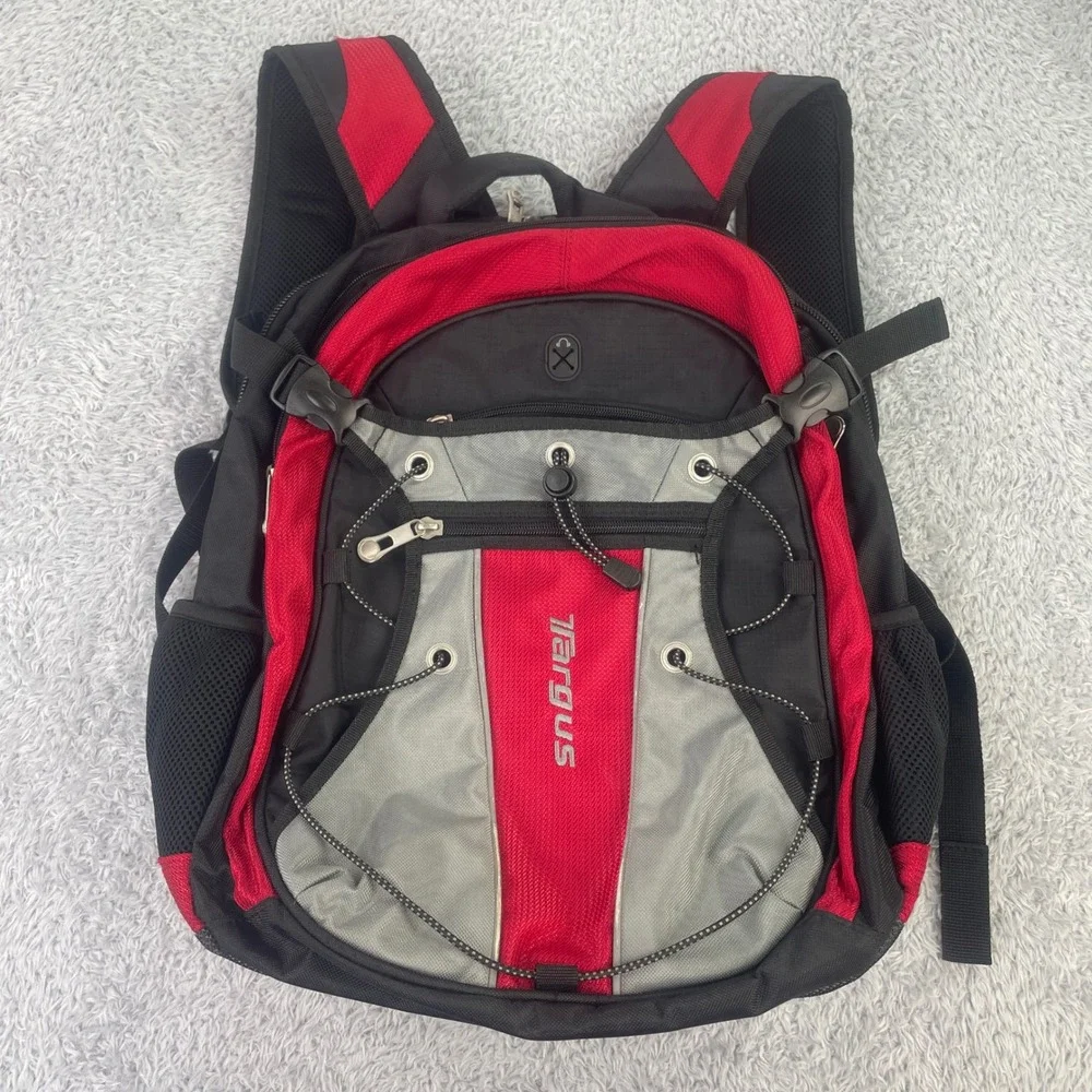 Targus League Laptop Backpack Unisex OS Red Black Gray 15.4 Inch Padded Tech Bag